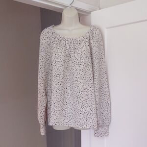 LOFT Cream and Black Speckled Blouse